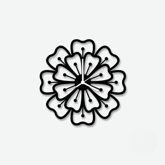 Laser Cut Floral Design Wall Clock