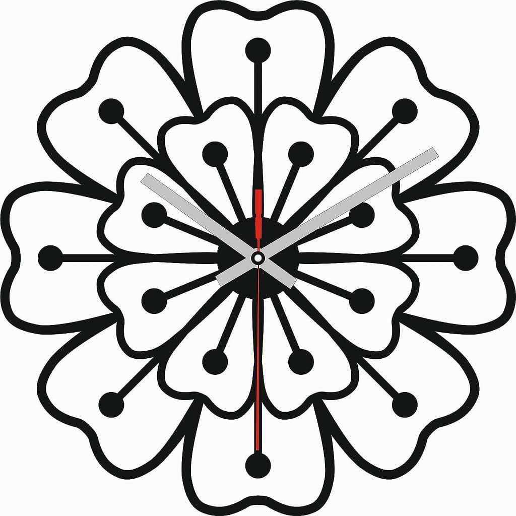 Laser Cut Floral Design Wall Clock