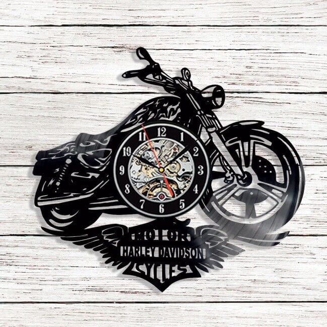 Laser Cut Harley Davidson Vinyl Record Wall Clock