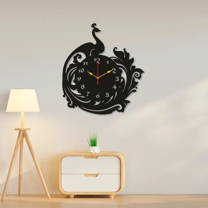 Laser Cut Peacock Wall Clock