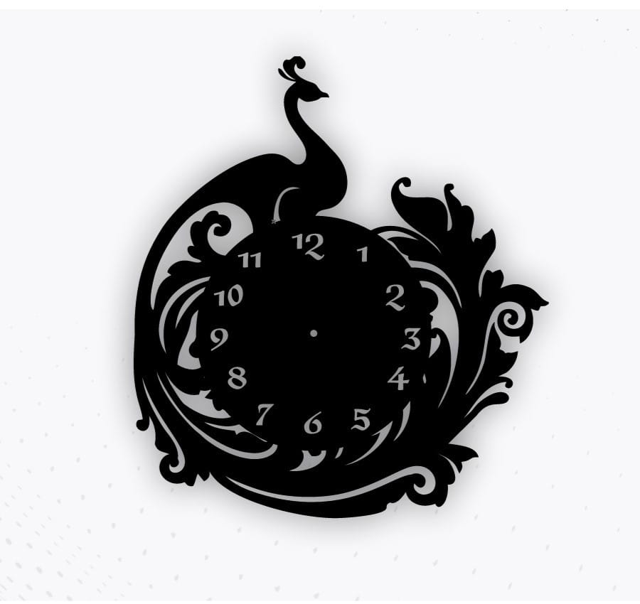 Laser Cut Peacock Wall Clock