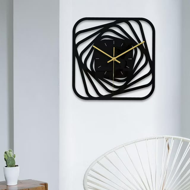 Laser Cut Spiral Square Wall Clock
