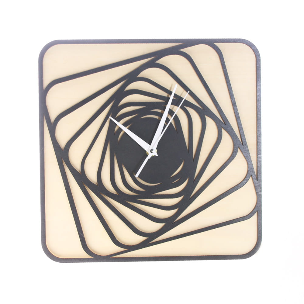 Laser Cut Spiral Square Wall Clock