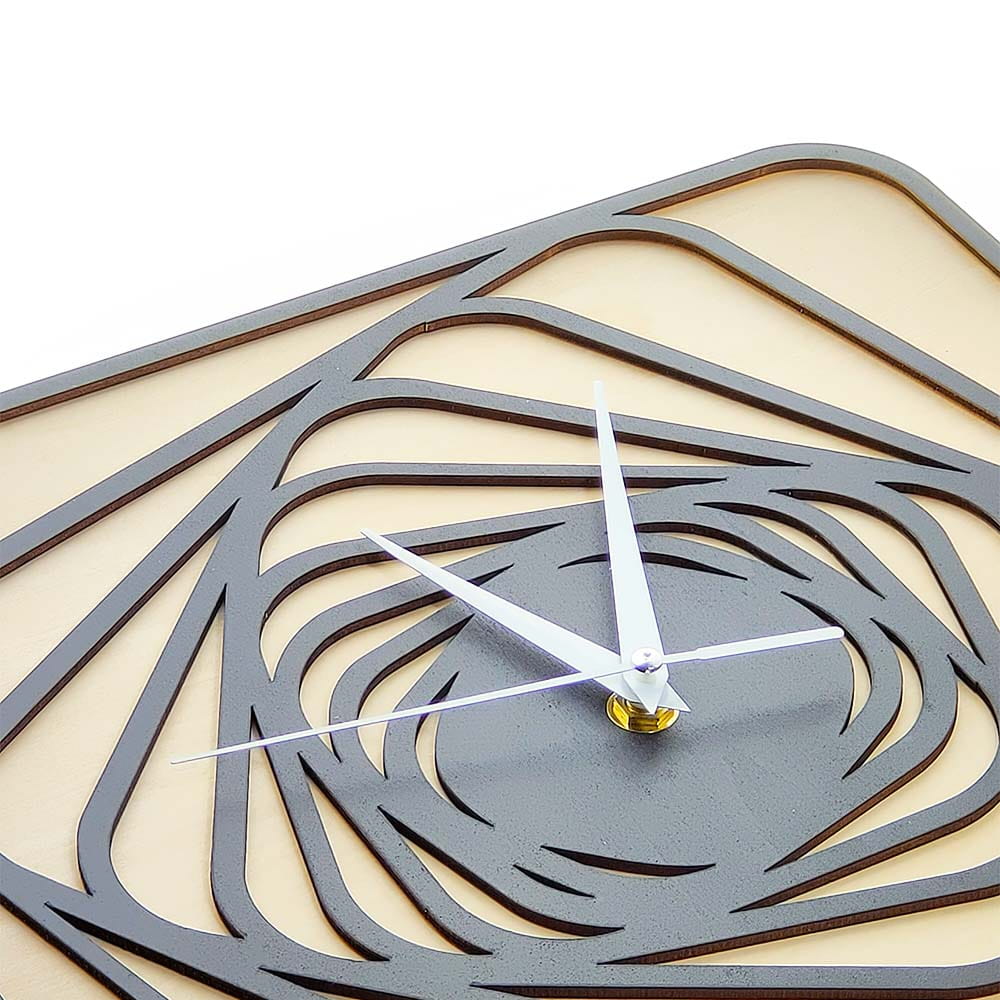 Laser Cut Spiral Square Wall Clock
