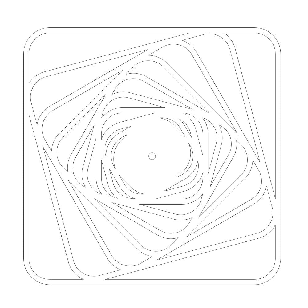 Laser Cut Spiral Square Wall Clock
