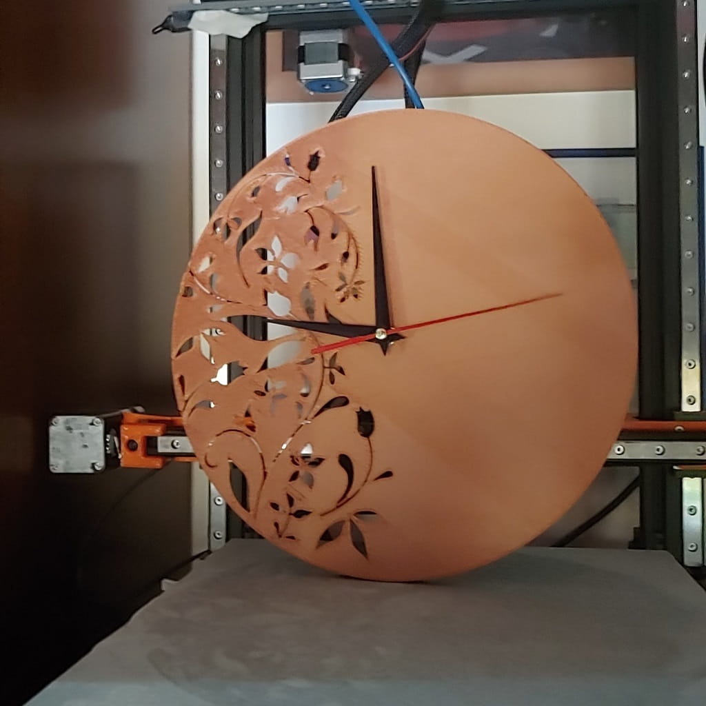 Laser Cut Half Floral Design Round Wall Clock