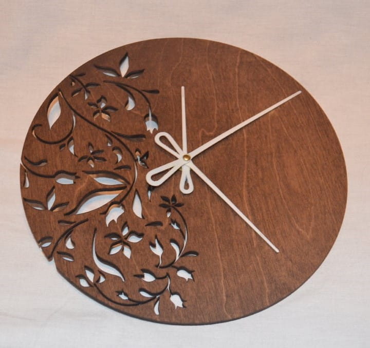 Laser Cut Half Floral Design Round Wall Clock