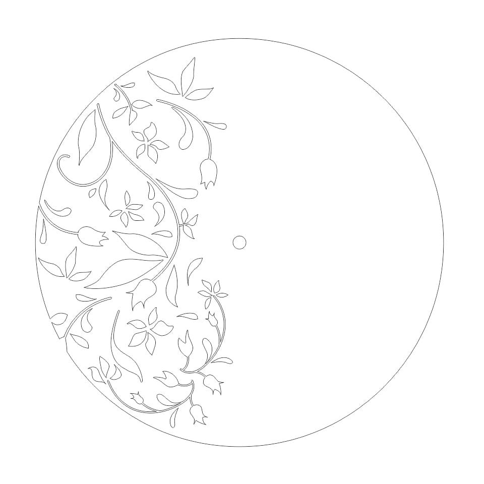 Laser Cut Half Floral Design Round Wall Clock