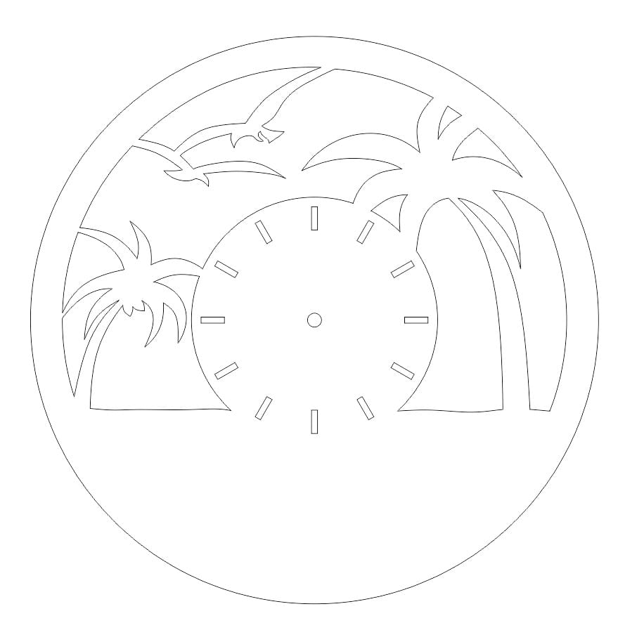 Laser Cut Beach Scene Wall Clock