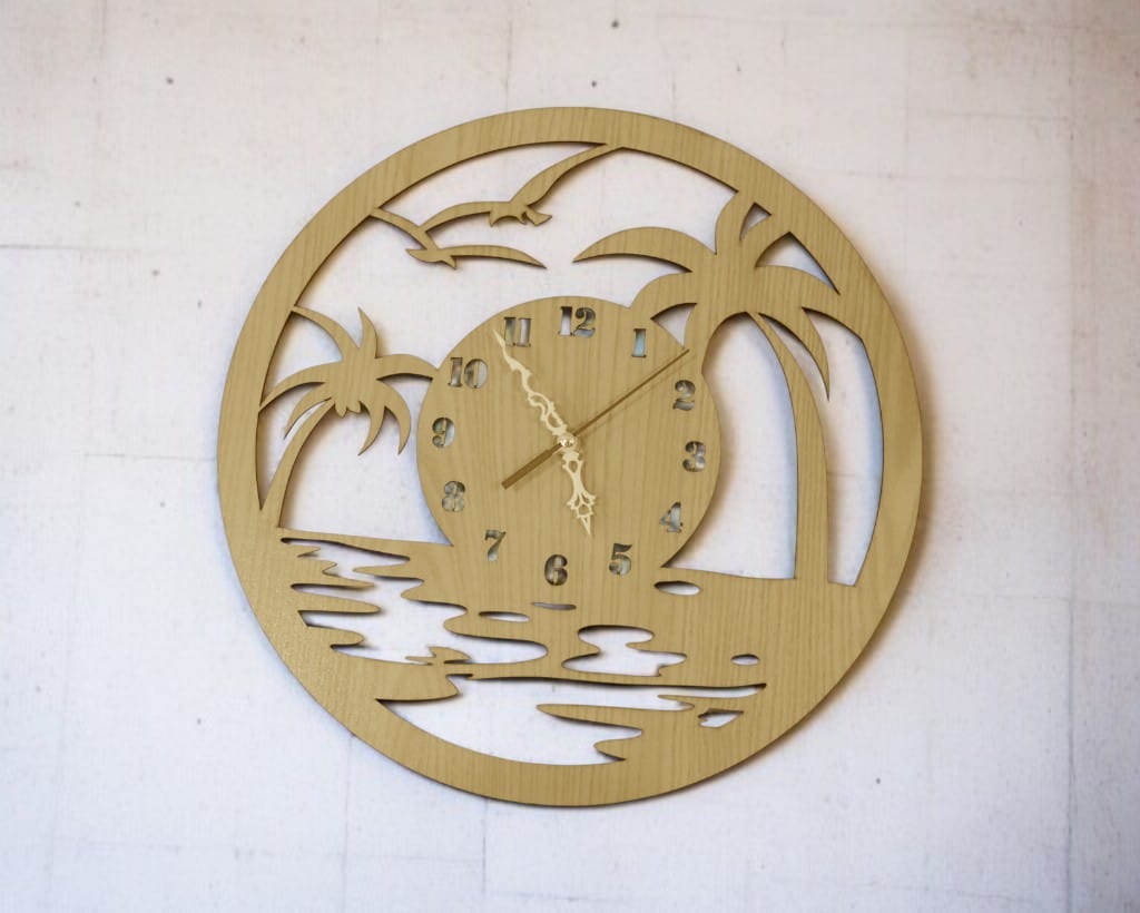 Laser Cut Wooden Beach Wall Clock