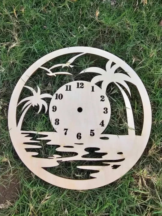 Laser Cut Wooden Beach Wall Clock