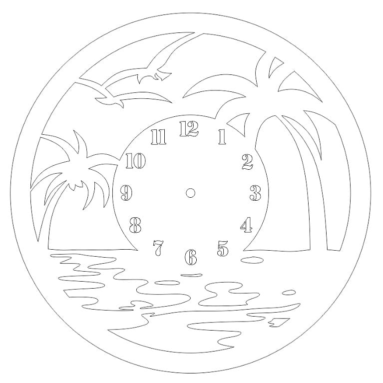 Laser Cut Wooden Beach Wall Clock