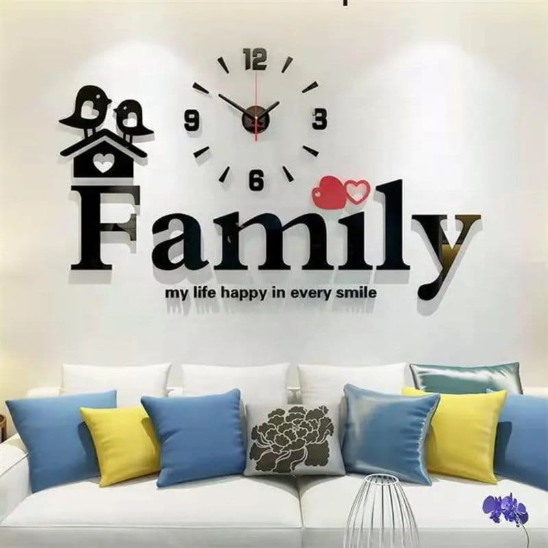 Laser Cut Family Wall Clock Creative Design