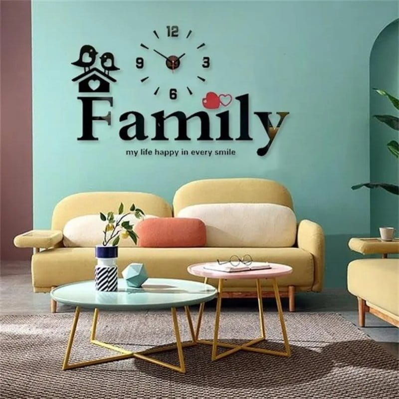 Laser Cut Family Wall Clock Creative Design