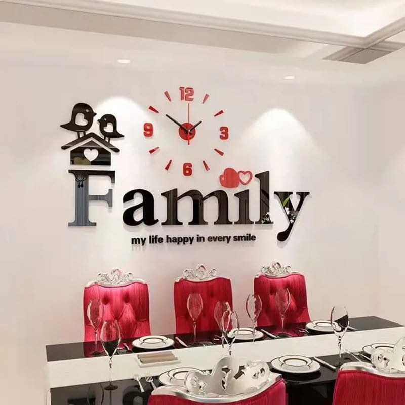 Laser Cut Family Wall Clock Creative Design