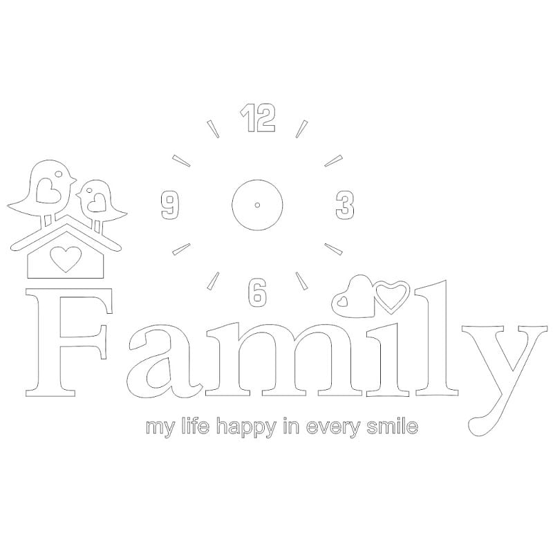 Laser Cut Family Wall Clock Creative Design