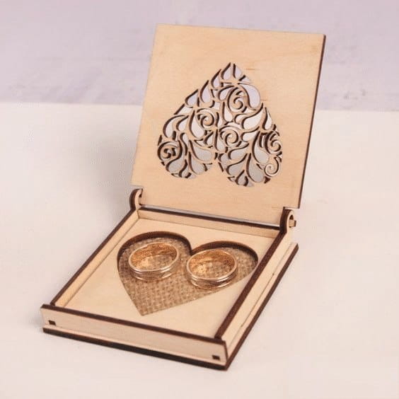 Laser Cut Wooden Wedding Ring Box