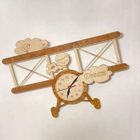Laser Cut Airplane Clock for Kids Room