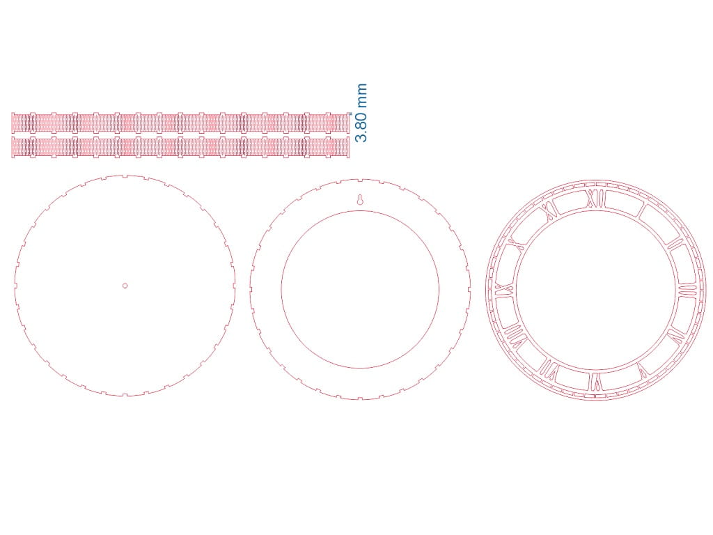 Laser Cut Living Hinge Round Large Wall Clock