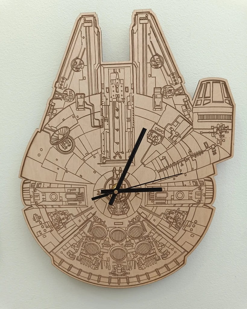 Laser Cut Millennium Falcon Star Wars Clock