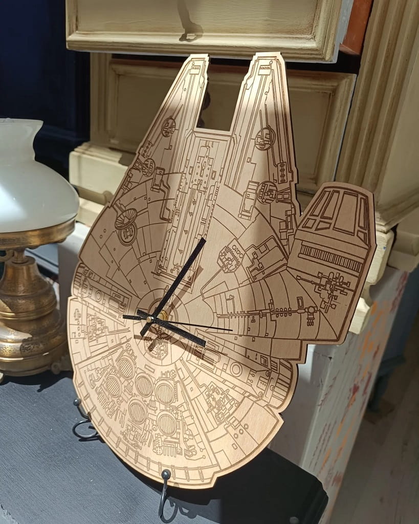 Laser Cut Millennium Falcon Star Wars Clock