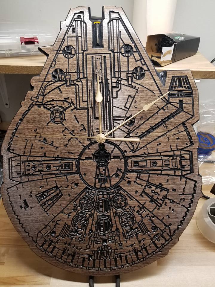 Laser Cut Millennium Falcon Star Wars Clock