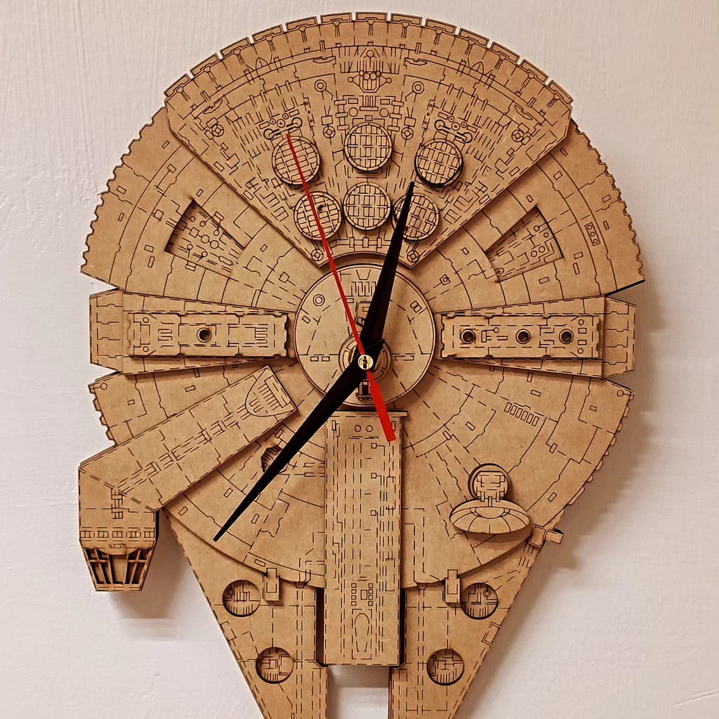 Laser Cut Millennium Falcon Star Wars Clock