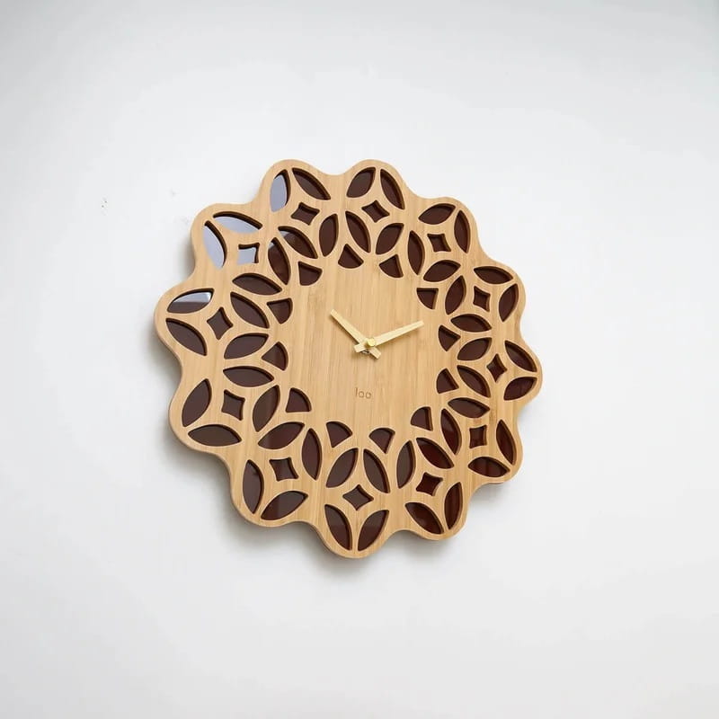Laser Cut Unique Floral Wooden Wall Clock