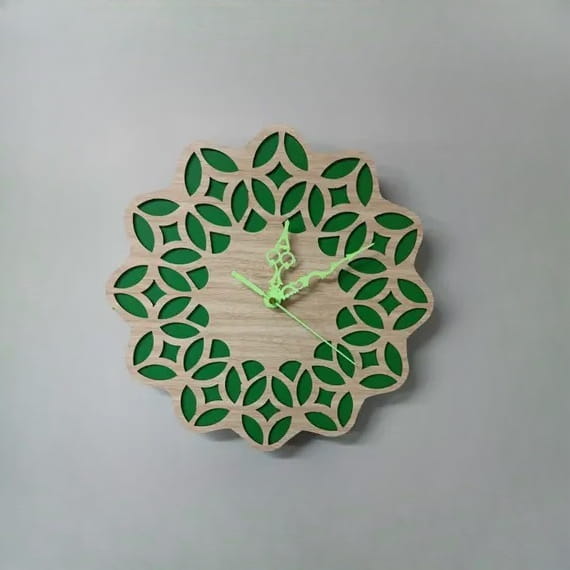 Laser Cut Unique Floral Wooden Wall Clock