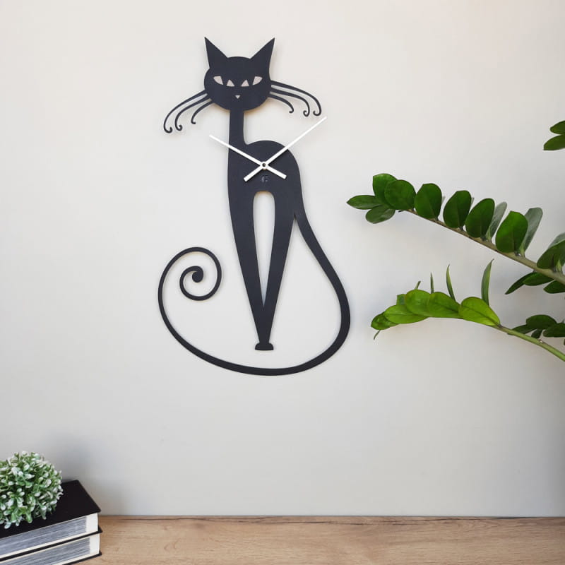 Laser Cut Elegant Cat Wall Clock