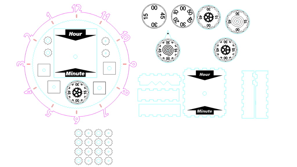 Laser Cut Gear O Clock with Additional Features