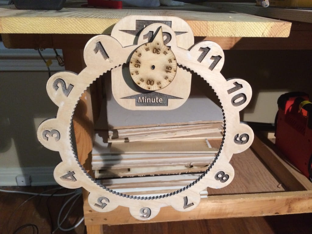 Laser Cut Simplified Wooden Gear Clock