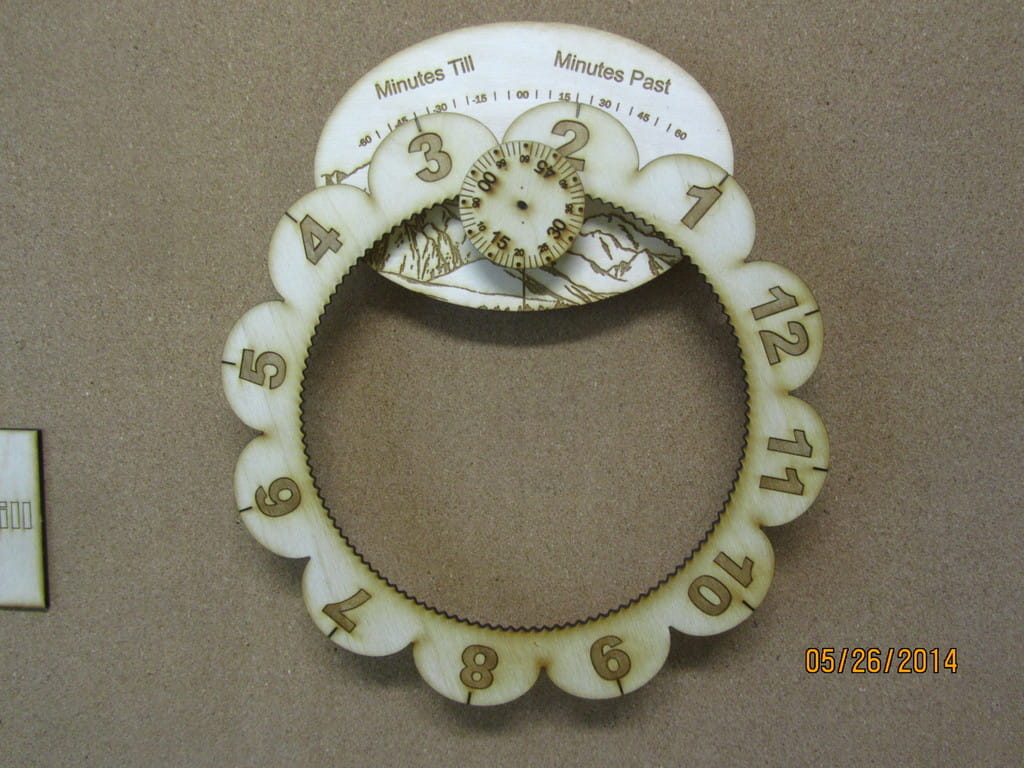 Laser Cut Wooden Engraved Gear Clock