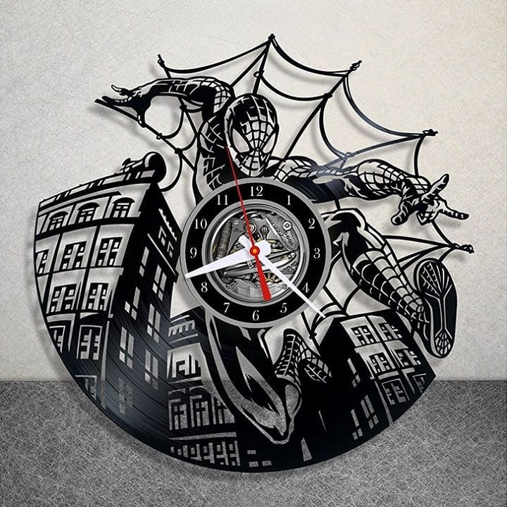 Laser Cut Spiderman Marvel Superhero Vinyl Record Clock