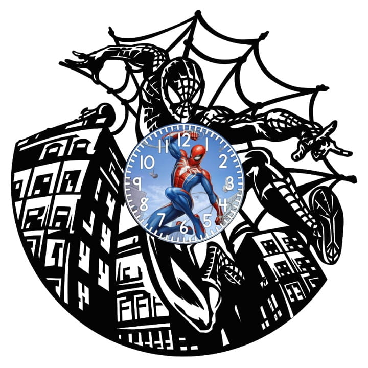 Laser Cut Spiderman Marvel Superhero Vinyl Record Clock