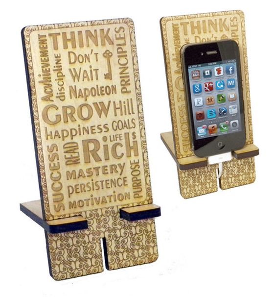 Laser Cut Personalized Wooden Cell Phone Stand