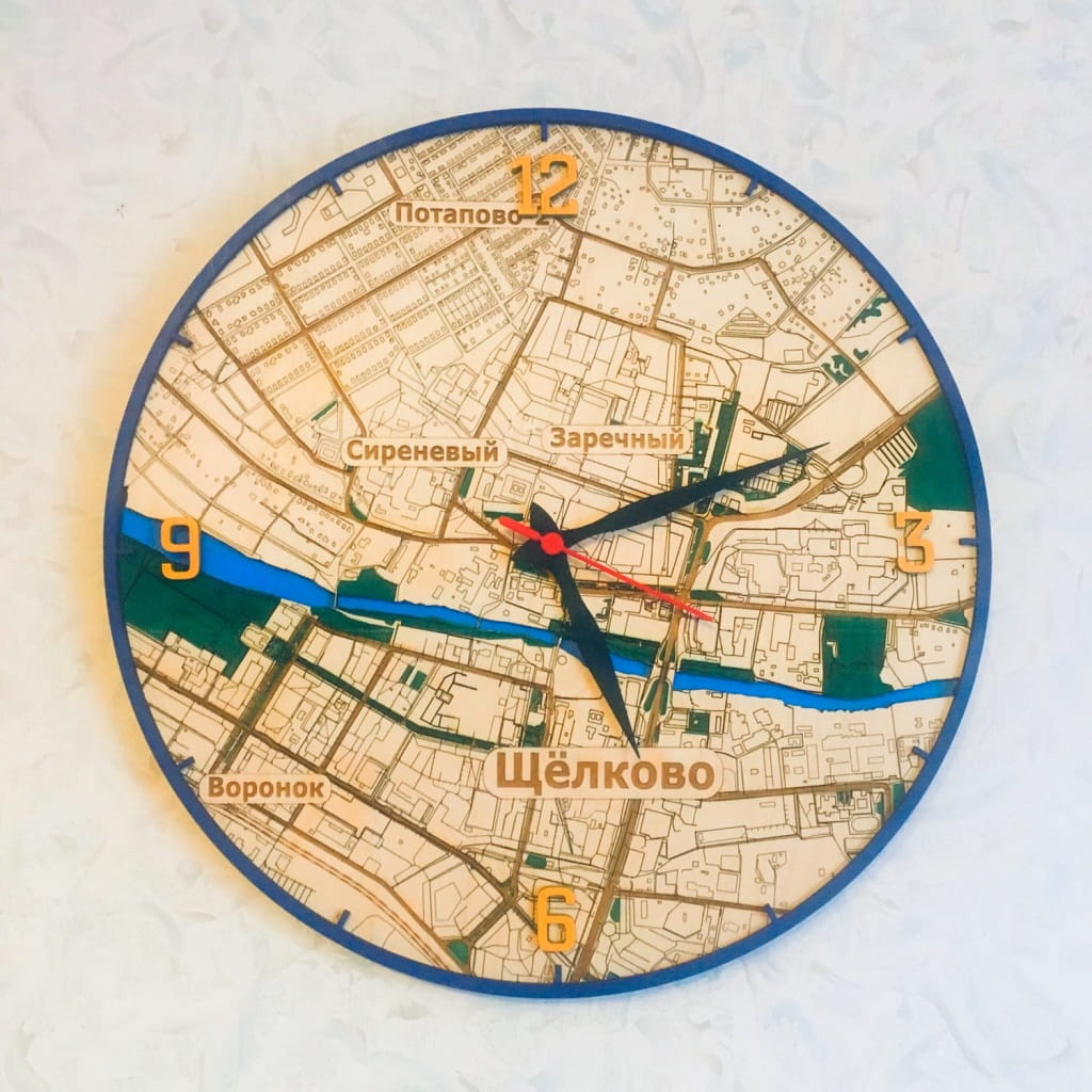 Laser Cut Sevastopol Map Wall Clock