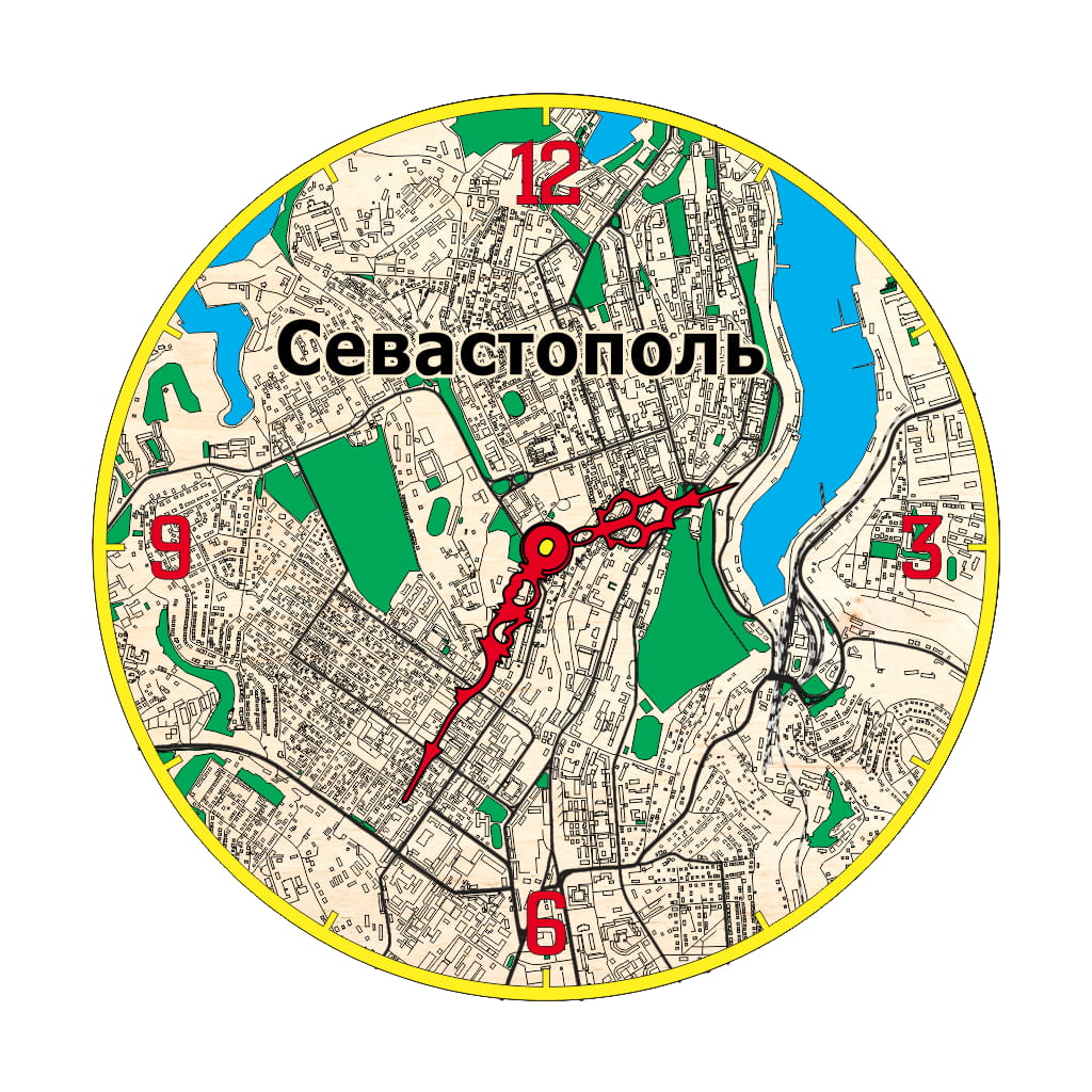 Laser Cut Sevastopol Map Wall Clock