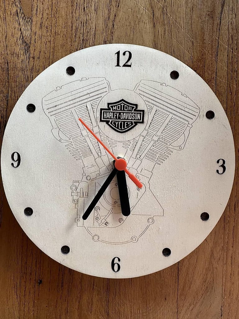 Laser Cut Wooden Harley Davidson Wall Clock