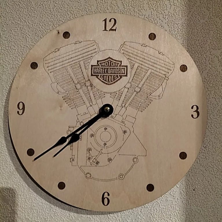 Laser Cut Wooden Harley Davidson Wall Clock