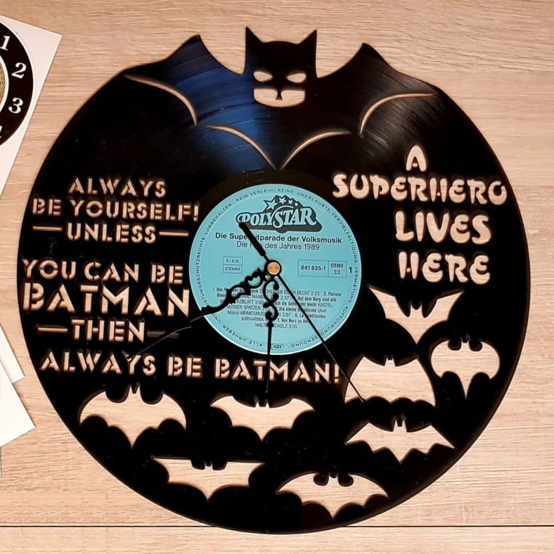 Laser Cut Batman Vinyl Record Wall Clock