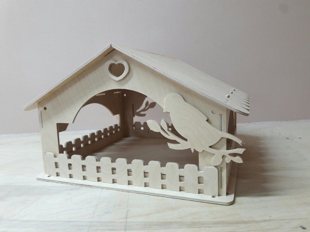 Laser Cut Wild Birds Wooden Feeder