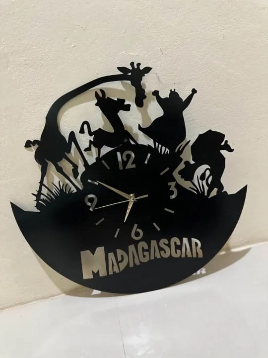 Laser Cut Madagascar Animal Vinyl Wall Clock