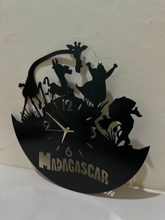 Laser Cut Madagascar Animal Vinyl Wall Clock