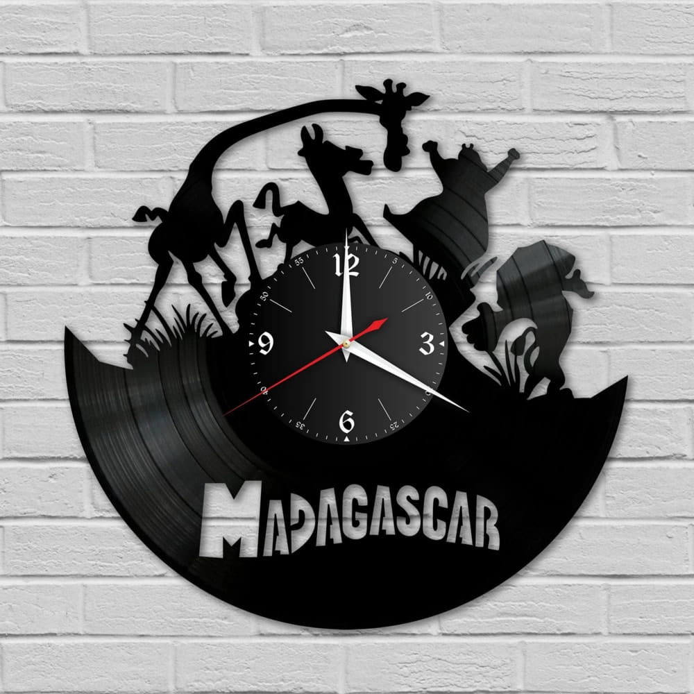 Laser Cut Madagascar Animal Vinyl Wall Clock