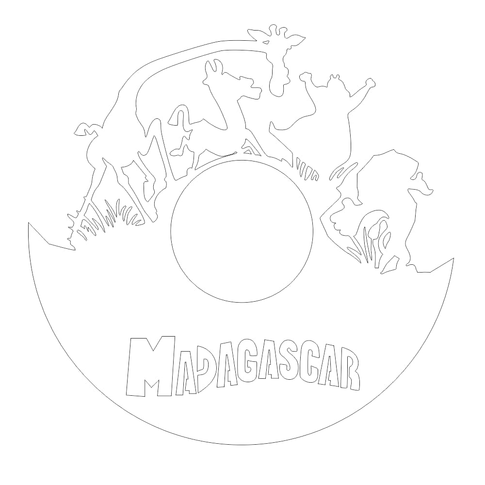 Laser Cut Madagascar Animal Vinyl Wall Clock