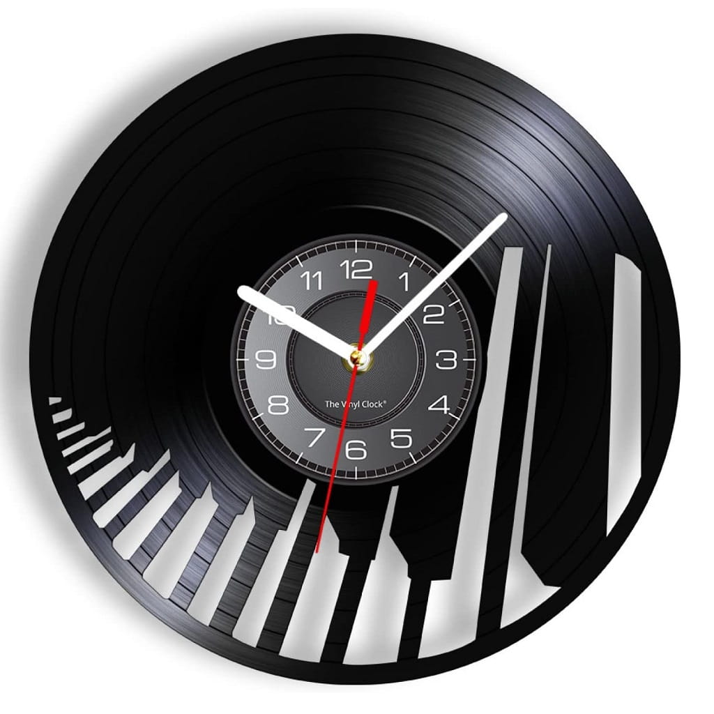 Laser Cut Piano Keys Vinyl Record Wall Clock