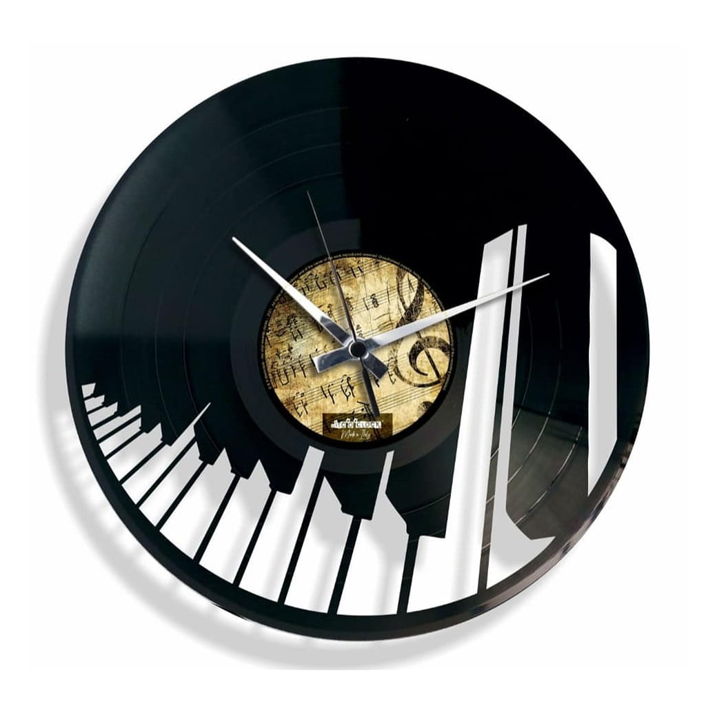 Laser Cut Piano Keys Vinyl Record Wall Clock