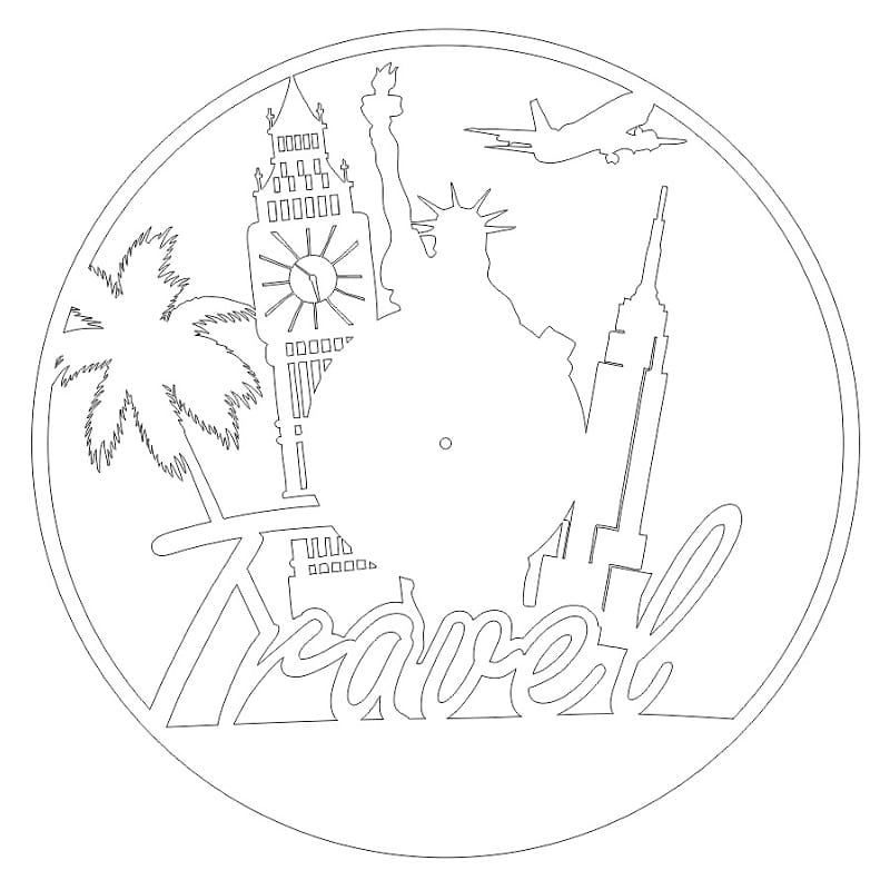 Laser Cut World Travel Theme Vinyl Record Wall Clock