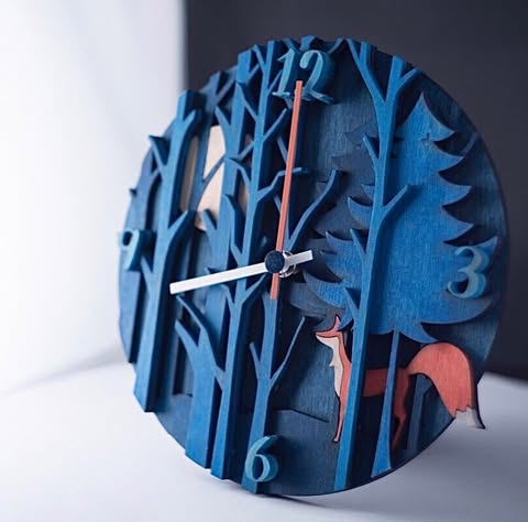 Laser Cut Woodland Scene with Fox Wall Clock